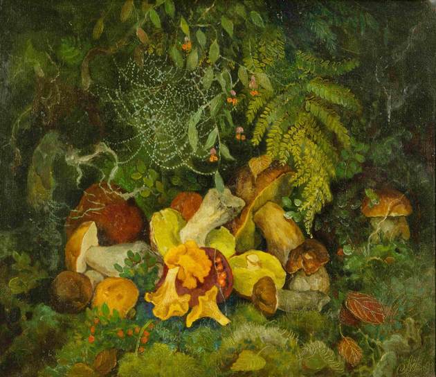 З.Ф. Лаврентьв - "Натюрморт с грибами. Паутинка" (1993 г.) 