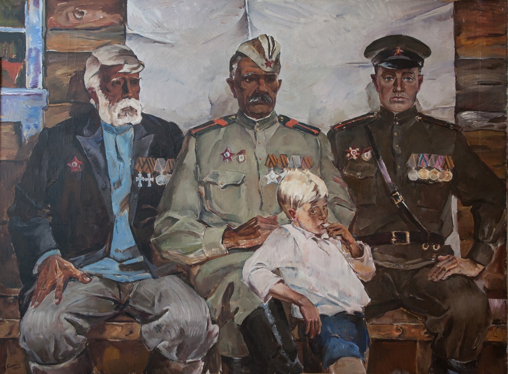 П.И. Коростелёв (1924-2017) «Четыре поколения». 1969. Холст, масло (https://rmii.ru) П.И. Коростелёв (1924-2017) «Четыре поколения». 1969. Холст, масло (https://rmii.ru)