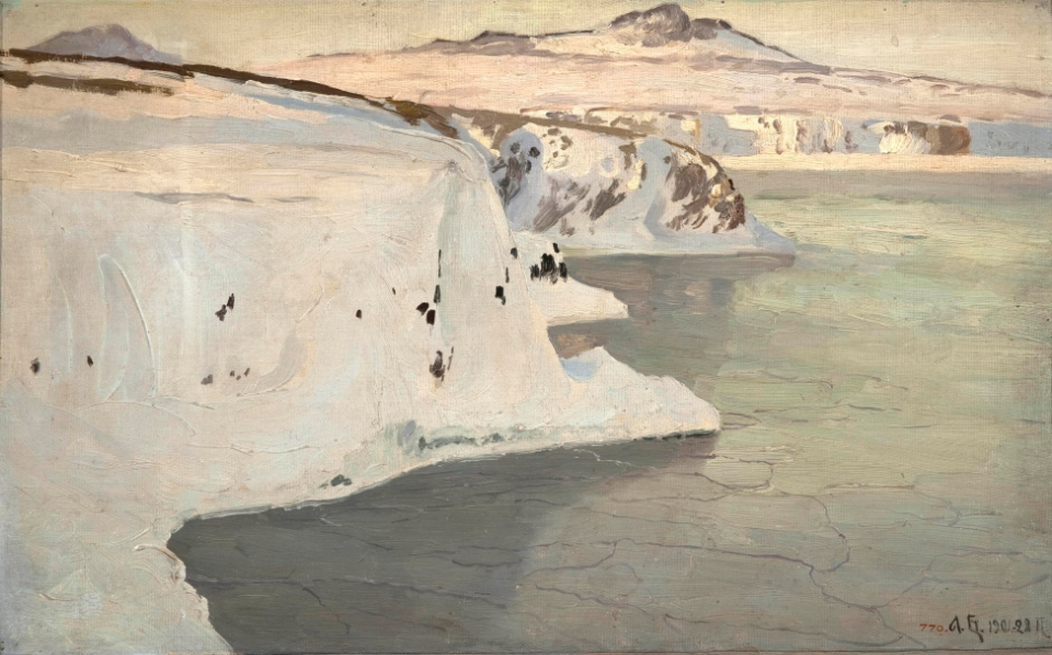 А.А. Борисов (1866-1934) «Берег Новой Земли». 1901. Холст на фанере, масло (https://rusmuseumvrm.ru/data/collections/painting/19_20/zh-6366/index.php) А.А. Борисов (1866-1934) «Берег Новой Земли». 1901. Холст на фанере, масло (https://rusmuseumvrm.ru/data/collections/painting/19_20/zh-6366/index.php)