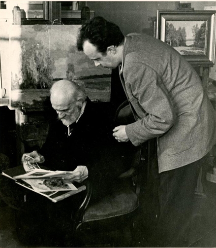 В.Н. Бакшеев со своим учеником Н.И. Калитой в мастерской. 1950-е гг. (https://mosmuseum.ru/) В.Н. Бакшеев со своим учеником Н.И. Калитой в мастерской. 1950-е гг. (https://mosmuseum.ru/)