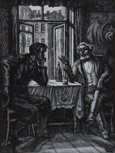 Ф.Д. Константинов (1910-1997) Из серии иллюстраций к роману Ф.М. Достоевского «Преступление и наказание». 1950-е. Бумага, ксилография (https://rmii.ru/)Ф.Д. Константинов (1910-1997) Из серии иллюстраций к роману Ф.М. Достоевского «Преступление и наказание». 1950-е. Бумага, ксилография (https://rmii.ru/) Ф.Д. Константинов (1910-1997) Из серии иллюстраций к роману Ф.М. Достоевского «Преступление и наказание». 1950-е. Бумага, ксилография (https://rmii.ru/)